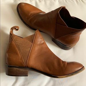 Faux Leather Light Brown Ankle Boots